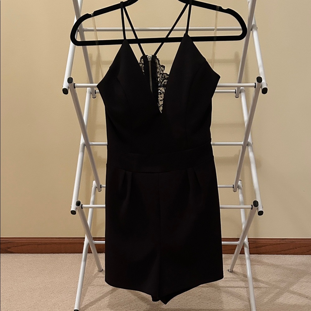 Black Romper with open lace back